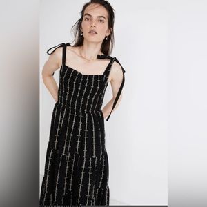 Madewell Lucie Tie-Strap Tiered Midi Dress in Jacquard Stripe